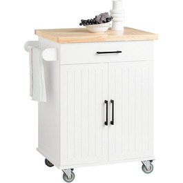 SoBuy Kitchen Cart with Wheels, Kitchen Island with Worktop, Rolling Cart, Rolling Trolley for Kitchen, Living Room, Dining Room