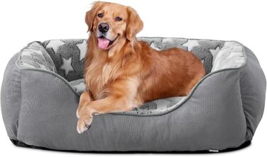 Крісло-лежанка для собак середніх порід FURTIME, кошик для собак, лежанка для собак, м'яка, з неслизьким покриттям, сіра/зірки, L (76x61x23 см)