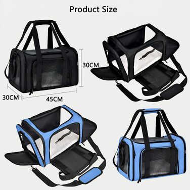 Транспортна сумка для кота/собаки велика, портативна, складана, дихаюча, для подорожей, чорна