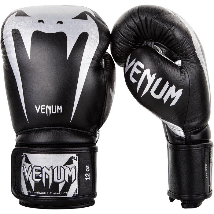 Боксерські рукавички Venum Giant 3.0 для муай-тай та кікбоксингу (12 Oz, чорний/срібний)