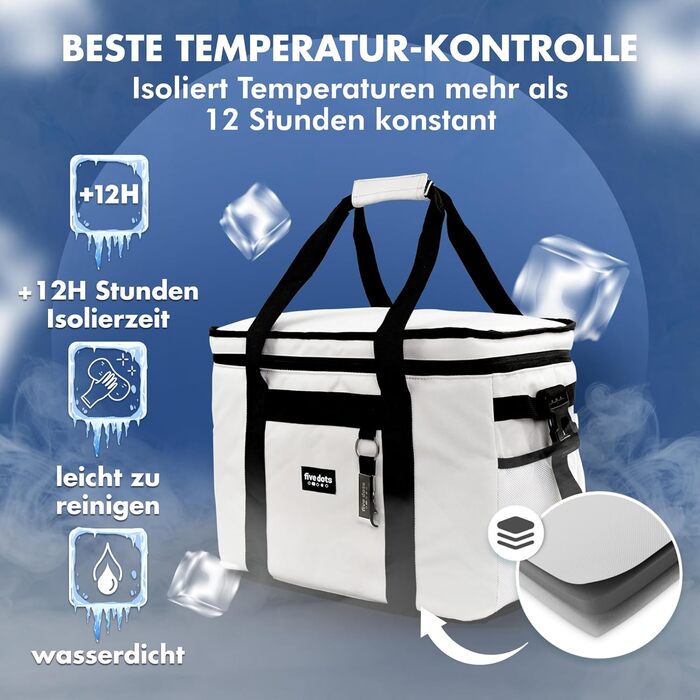 Large Cooler Bag 30L +12h Cooling - Ideal for Shopping, Car & Work - Insulated Bag, Thermos Bag, Lunch Bag & Picnic Bag - Large Cooler Bag - Men's Lunch Bag - Lunch Bag
