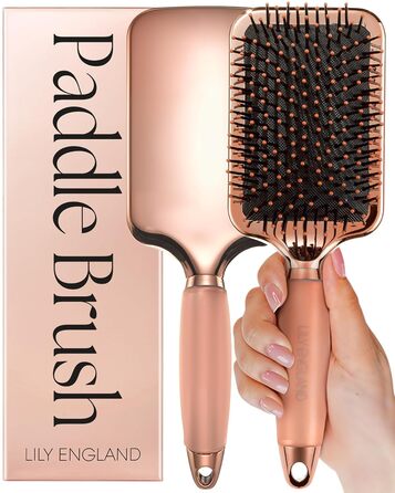 Щітка для волосся без заплутування - розпушувальна щітка для жінок - подарунок - Paddle Brush - м'які щетинки для волосся та шкіри голови - підходить для всіх типів волосся (Рожеве золото & Чорний)