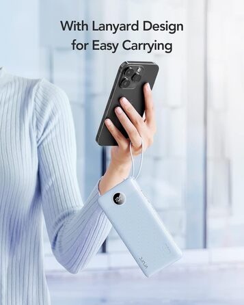 Power Bank VRURC 10000mAh з 4 кабелями: портативний акумулятор USB-C для iPhone, Huawei, Samsung та Android (синій)