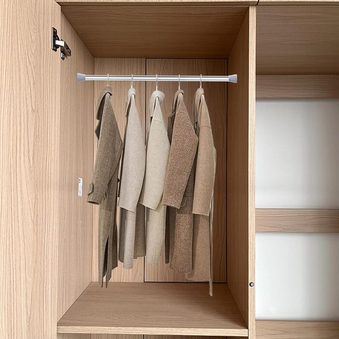 Штанга для штор без свердління AIZESI, 70-120 см, телескопічна, діаметр 22 мм, срібна