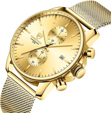 Годинник чоловічий GOLDEN HOUR: стильний, мінімалістичний кварцовий хронограф з міцною сталевою сіткою, водонепроникний