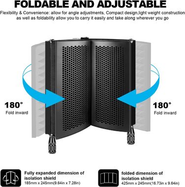 Акустичний ізоляційний екран для мікрофона AOKEO Ao-504 з поп-фільтром та кріпленням, шумопоглинальний захисний щит