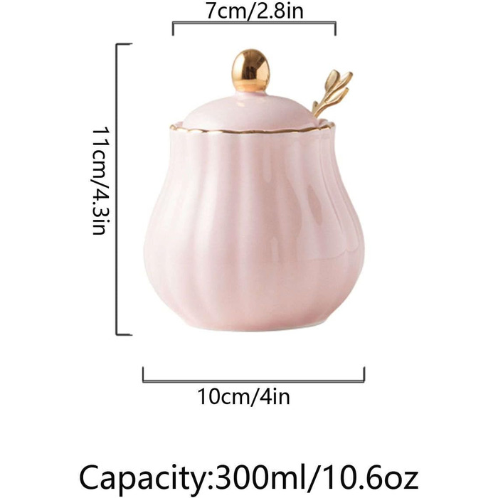Ceramic Sugar Bowl with Spice Jars, Solid Color Sugar Bowl with Lid and Spoon, Ceramic Sugar Storage Jar, Porcelain Sugar Pot (Pink)