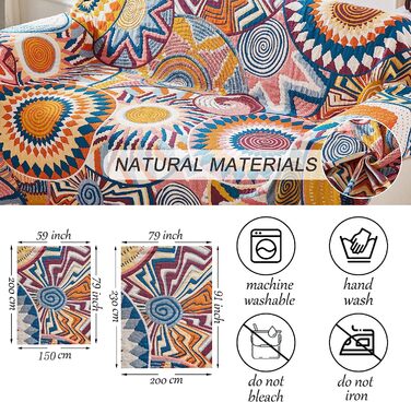HOORDRY Bohemian Style Throw Blanket 150x200cm, Patterned Blankets, Woven Cotton Bedspread, Couch Throw Blanket, Armchair Throw Blanket, Reversible Blanket for Watching TV or Napping on the Chair, Single Bed