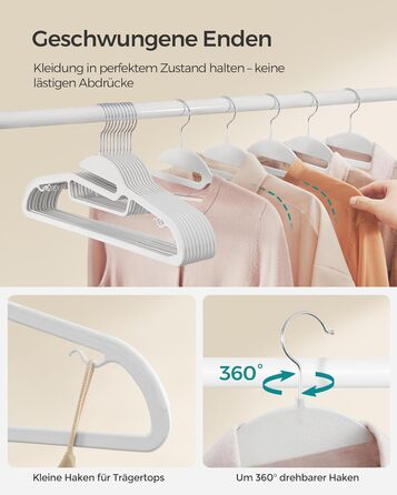 Плечики для одягу SONGMICS, 20 шт., пластикові, з поворотним гачком, 41.5 см, сірі