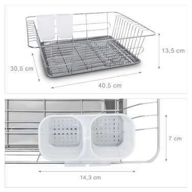 Relaxdays Dish Drainer with Cutlery Basket L