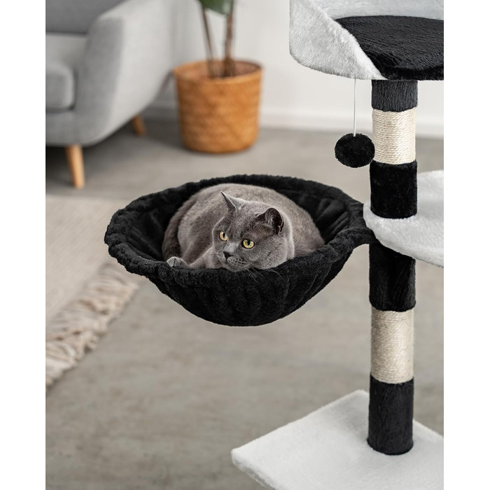 М'яка ліжечко-мульда для котів Lionto з плюшу, Ø 40 см, 25 см глибина, з металевим кріпленням M8, для котячих будиночків, чорного кольору