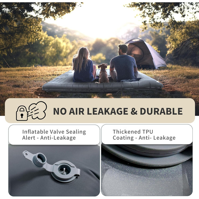 Isomatte Origem для 2 осіб, 14 см, самонадувна, ультралегка, для кемпінгу, туризму, рюкзака, зеленого кольору (сірий), з насосом