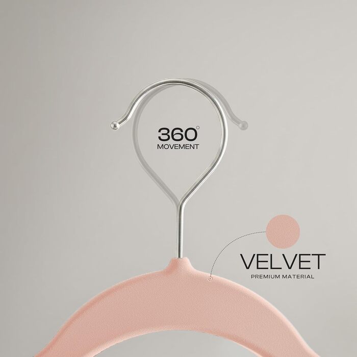 Плечики для одягу Utopia Home з оксамиту - антиковзаючі, міцні, 50 шт. (рожеві)
