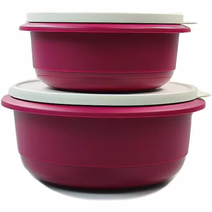 Tupperware Mixing Bowl Pro 2.0 L + 1.0 L Dark Pink Dough Bowl, Yeast Dough, Proofing Bowl