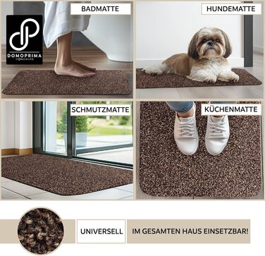 Килимок для підлоги DOMOPRIMA з мікрофібри, миючий, неслизький, надзвичайно поглинаючий та плоский – антибактеріальний, для внутрішнього та зовнішнього використання (60x40 см) (Темно-коричневий, 60x40 см)