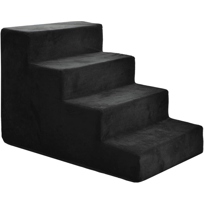 Сходинка для собак та котів, 40 см, 4 сходинки, велюр, чорний колір | Сходи для тварин на ліжко та в авто