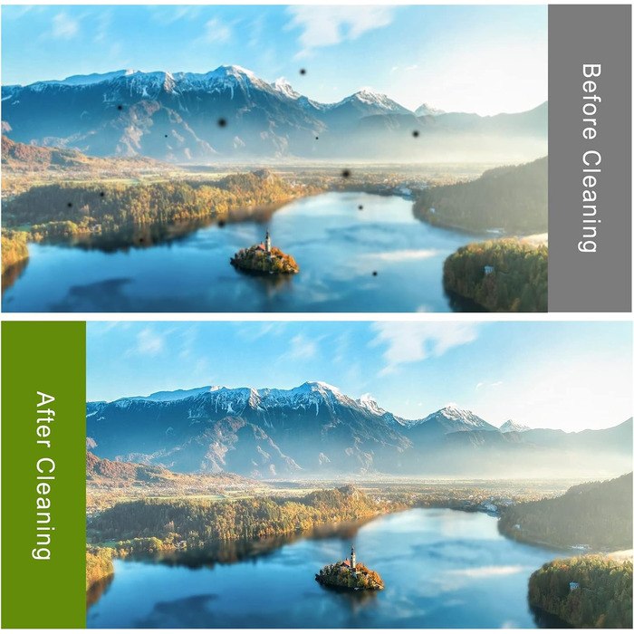 Набір для чищення камери 14-в-1: об'єктиви, фільтри, мобільні телефони. Включає стилус, щітку, повітряний дмухач, серветку.