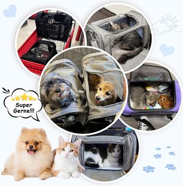 Транспортна сумка для кота та собаки, переноска для собак, складана переноска для котів, портативна переноска, до 5 кг, для середніх собак та котів (M, L 43 x B 28 x H 28 см, темно-синій)