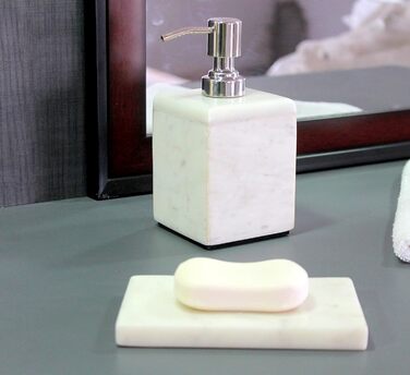 KLEO Luxury 4-Piece Bathroom Accessories Set | Includes Liquid Soap or Lotion Dispenser with Stainless Steel Pump, Toothbrush Holder, Cup, Soap Dish - Bath Set/Bathroom Accessories (2-Piece Set - White)