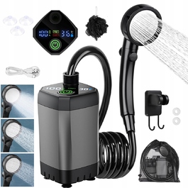 Портативний кемпінговий душ на 20 л з LED-дисплеєм та помпою IPX7