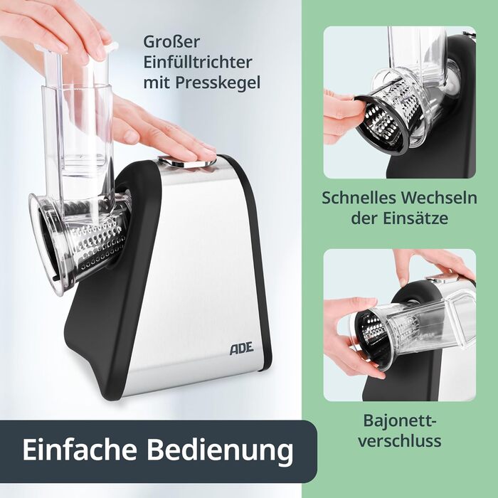 Електричний овочевий слайсер | Тертка для овочів та фруктів | 500 Вт | 4 насадки | Для моркви, огірків, горіхів та сиру