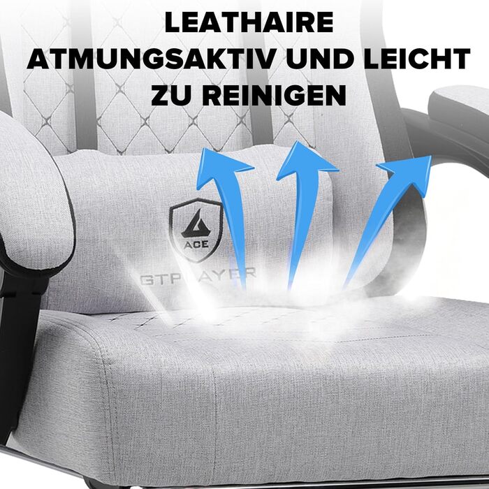 Ігровий крісло GTPLAYER з ергономічним дизайном, підлокітниками, що обертаються, та підніжкою (темно-сірий)