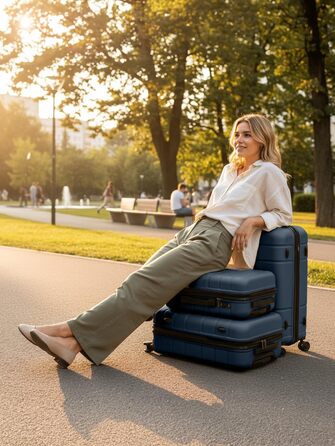 Набір валіз REDOLZ Essentials 11 Trolley Set 3-teilig Midnight Blue (56 см) – розширюваний