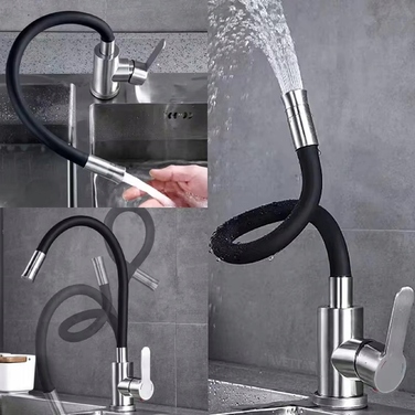 Кухонний змішувач Granite Sink, чорний з сріблом