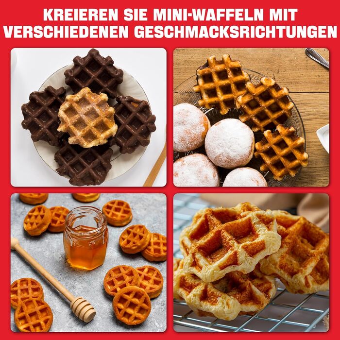 Міні-вафельниця SugarWhisk для дітей, біла: 8 смачних вафель 5x8 см, антипригарне покриття, з рецептами