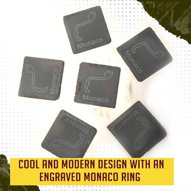 Nürburgring Coasters for Drinks, 6-Piece Set of Slate Coasters, for Home and Dining Room, Decoration, Racing Fans (Monaco)