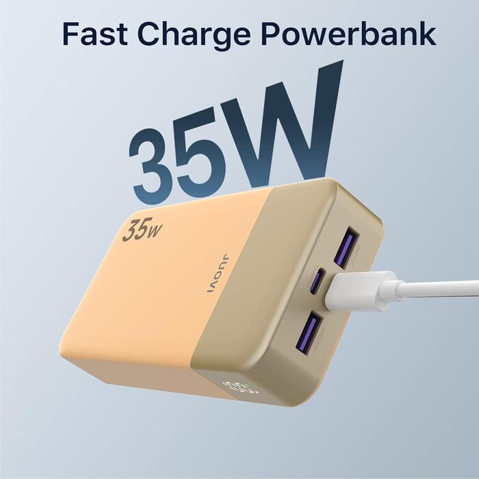 Power Bank JUOVI J2651 20000mAh 35W USB-C PD3.0 QC3.0 – Повербанк для телефону, навушників, планшета (Помаранчевий)