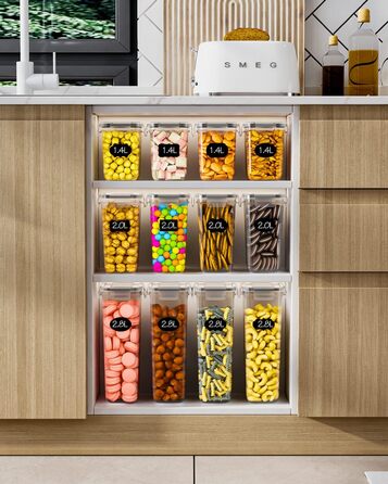 Набір контейнерів для зберігання продуктів Vorratsdosen 16 шт. з кришкою, набір для кухні, герметичні контейнери для спагеті, борошна, мюслі