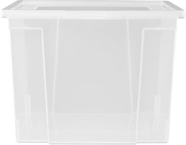Iris Ohyama 30L Plastic Storage Boxes with Lid, 6 Large Stackable Boxes, BPA-Free, Laundry, Office, USB-M, Transparent - L42 x W35.5 x H26.5 cm