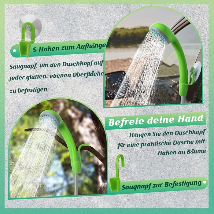 Eletorot Camping Shower with Pump, Camping Shower for Shower Tent, Mobile Shower for Camping Outdoor Garden Car, USB Rechargeable Battery with 1.8m Hose