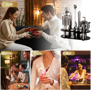 Набір для коктейлів FoiiLiio: 12 предметів, шейкер, аксесуари для бару, нержавіюча сталь