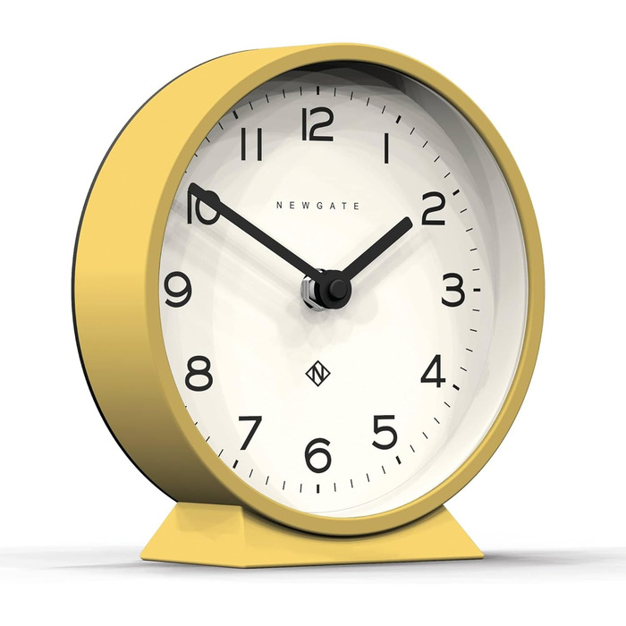 NEWGATE® M Silent Mantel Clock - 'No Tick' - A Modern Mantel Clock - Small Clock - Mantel Clocks - Minimalist Dial - (Bright Yellow)