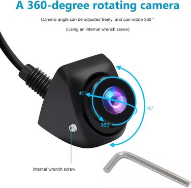 OBEST Автомобільна камера заднього виду 1080P, 360°+45° регулювання, водонепроникна, кут огляду 170°, нічне бачення, для вантажівок, позашляховиків, фургонів, пікапів, 12V-24V