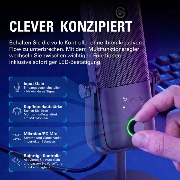 Elgato Wave:3 White - Професійний USB конденсаторний мікрофон для стрімінгу, подкастів, геймінгу та дому (Mac/PC)