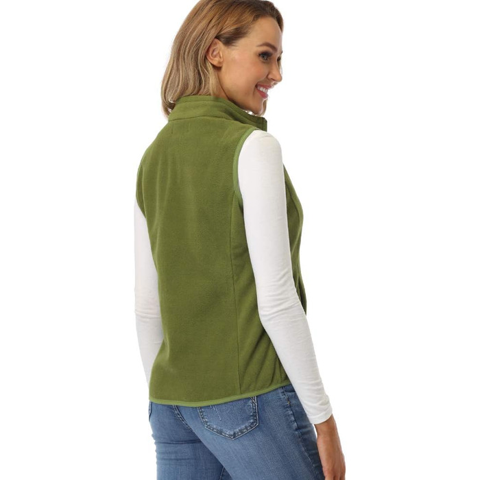 Жіноча флісова жилетка Fuinloth, легка, без рукавів, зі стійким коміром та кишенями на блискавці, XL, армійний зелений