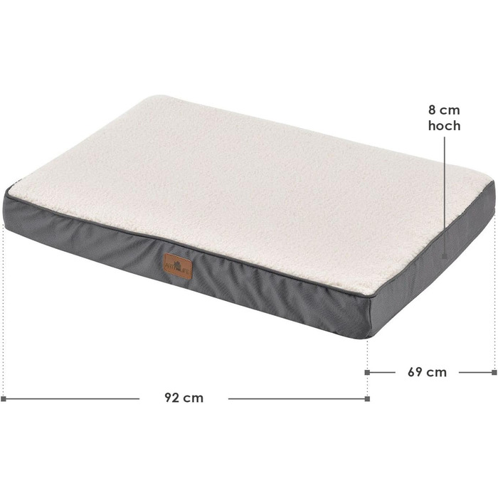 Ортопедичне ліжко для собак Juskys Milow, 76x51 см, знімний чохол, для маленьких собак, сірий, 69x92x8 см, бежеве