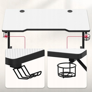 Ігровий комп'ютерний стіл для геймерів та школярів, білий з карбоновим покриттям