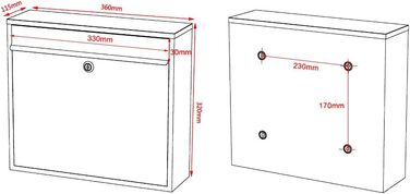 Поштова скринька Wiltec V12 сталева оцинкована срібляста з замком, оглядовим вікном та табличкою для імені (360x115x320 мм)