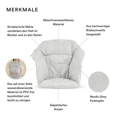 Стільчик для годування Stokke Clikk з підносом і ременем безпеки, ергономічний, регульований, легкий, для дітей 6-36 місяців, до 15 кг, Nordic Grey