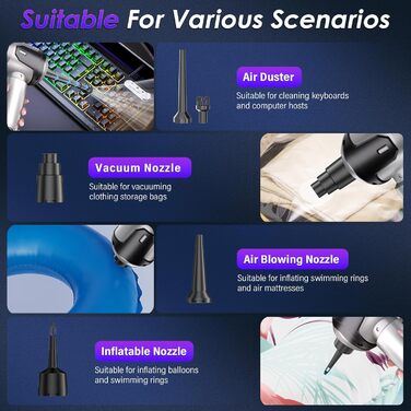 Бездротовий ручний пилосос Unipampa 16000PA, 100W, 6000mAh, для дому, авто, офісу, видалення шерсті тварин (сірий)