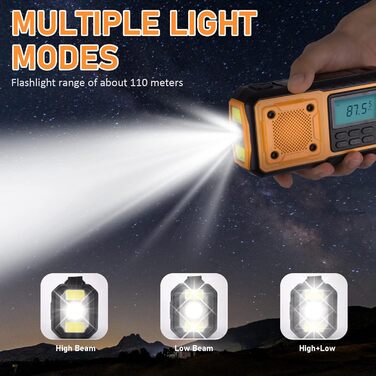 Радіо Tendak з ручним заводом та зарядкою для мобільного телефону, аварійне радіо FM/AM/SW з акумулятором 4000mAh, SOS-сигналом, ліхтариком та лампою для читання, сонячне радіо для кемпінгу та відпочинку на природі