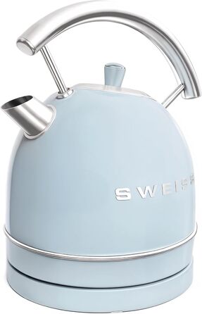 Електричний чайник SWEISS KTL6, Vintage, 1.5 л, нержавіюча сталь, блакитний, 2200 Вт