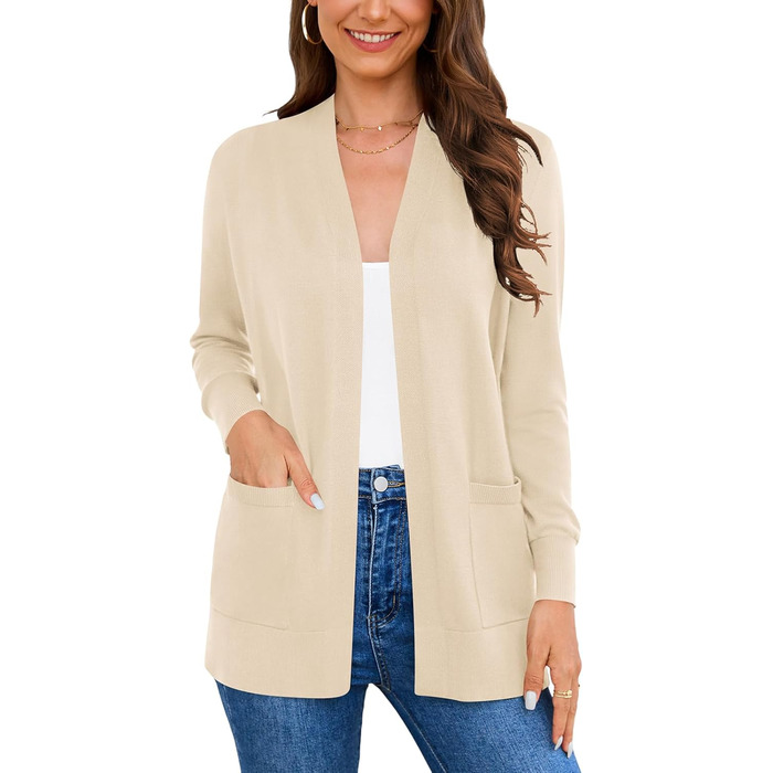 Жіночий кардиган-світшот з довгим рукавом, м'який в'язаний жилет з кишенями (S-3X)