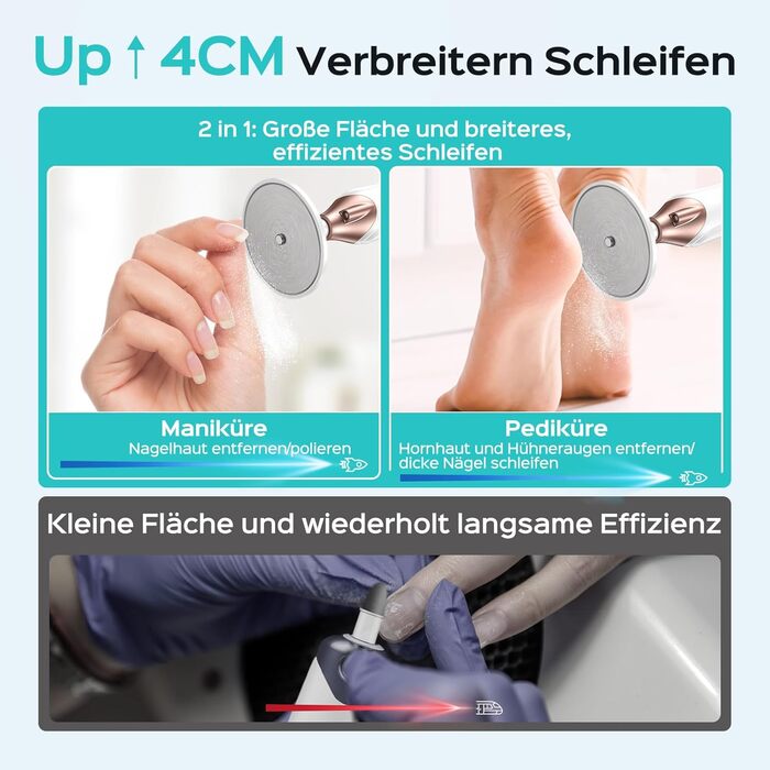 COSLUS C43 Професійний електричний набір для манікюру та педикюру: для догляду за нігтями рук та ніг, видалення кутикули, 5 швидкостей, білий