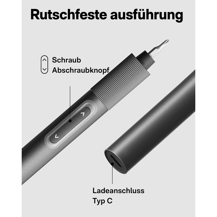 Набір викруток HOTO Feinmechaniker: електричний, магнітний, прецизійний. Для ремонту годинників, окулярів, телефонів, ПК. 170 об/хв, C4 × 28 мм