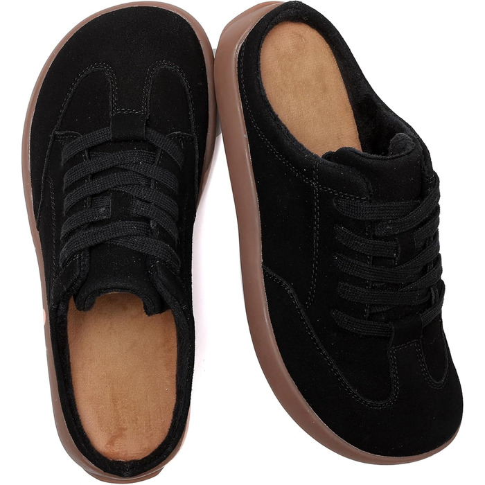 Тапочки жіночі UBFEN, теплі мюлі, плюшеві, з антиковзким покриттям, чорні, 42 EU